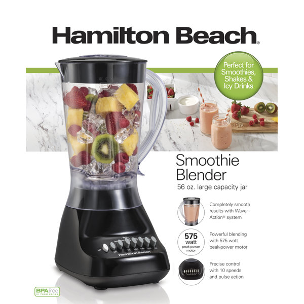 Hamilton Beach® Smoothie Blender 56 oz. Jar 10 Speeds Black & Reviews